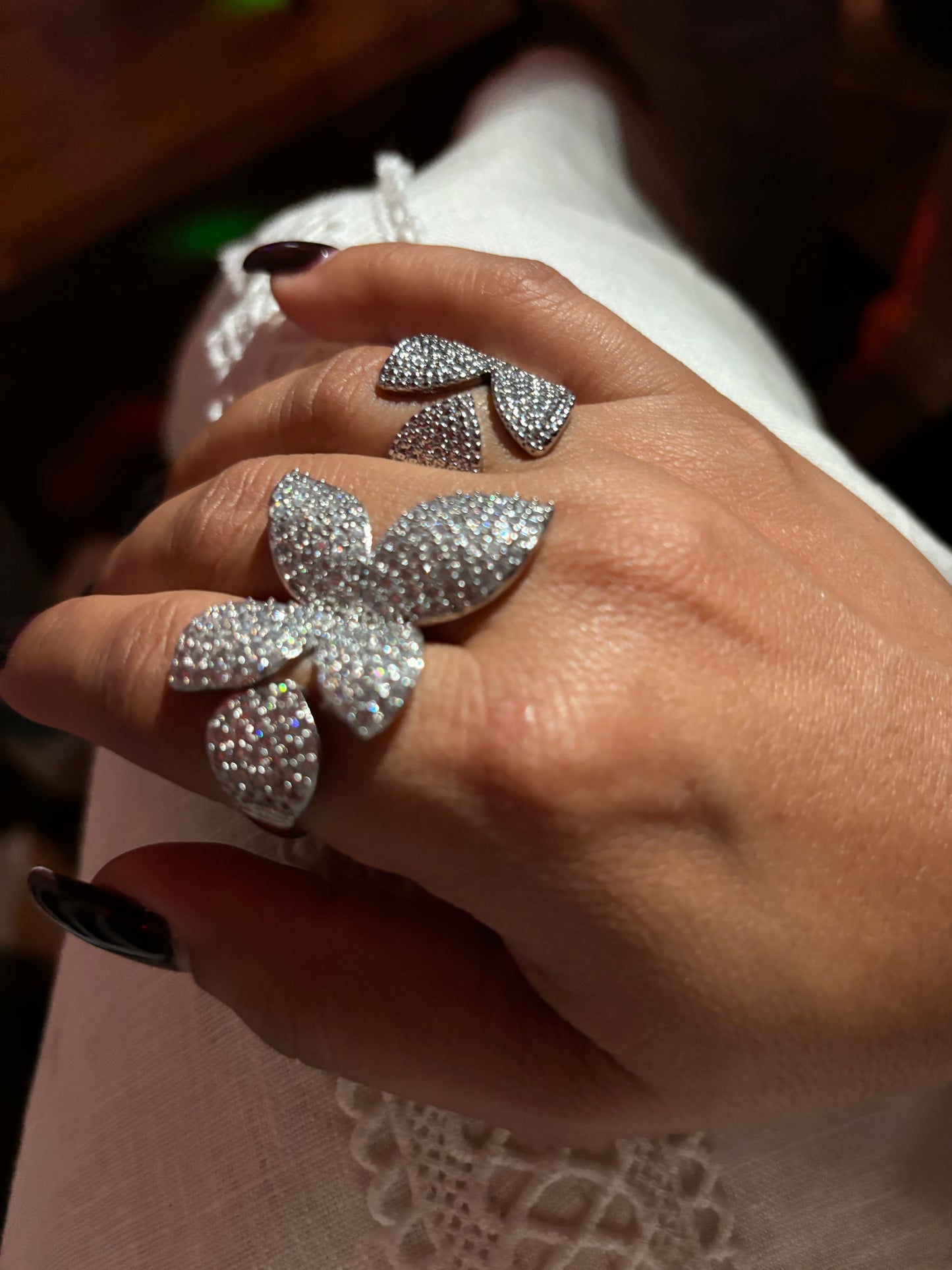 Flowers circonios silver rings