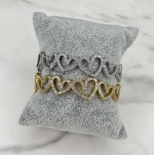 Sweet heart cuff silver and gold