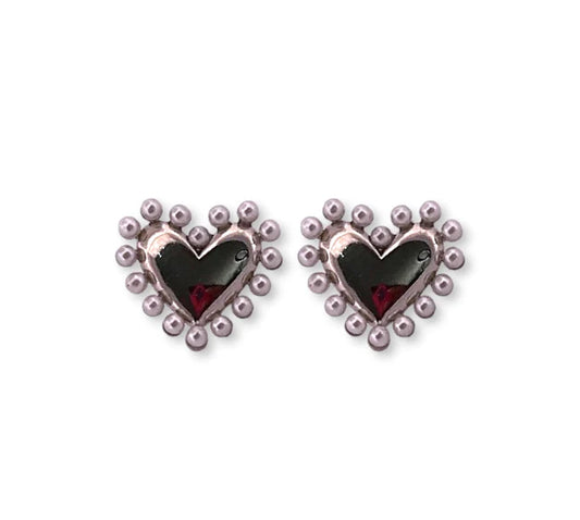 Pearls Frame Hearts Earrings